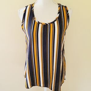 Free Kisses mustard striped blouse size large
